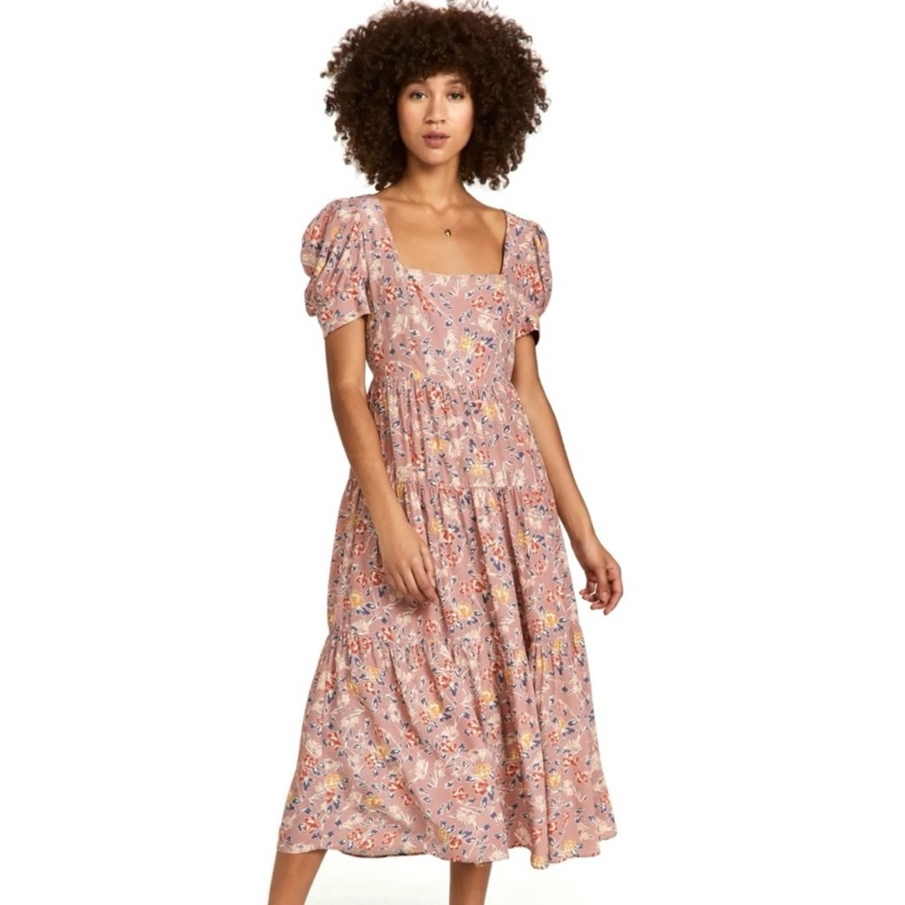NEW YUMI KIM PINK FLORAL PRINT MIDI DRESS